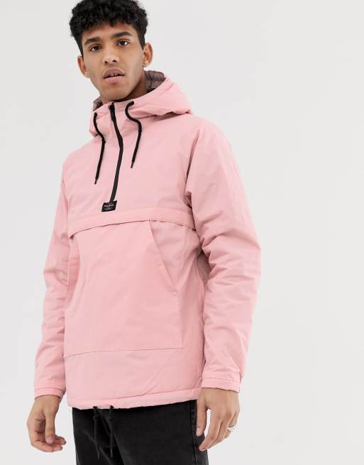 Pull Bear half zip jacket with hood in pink ASOS