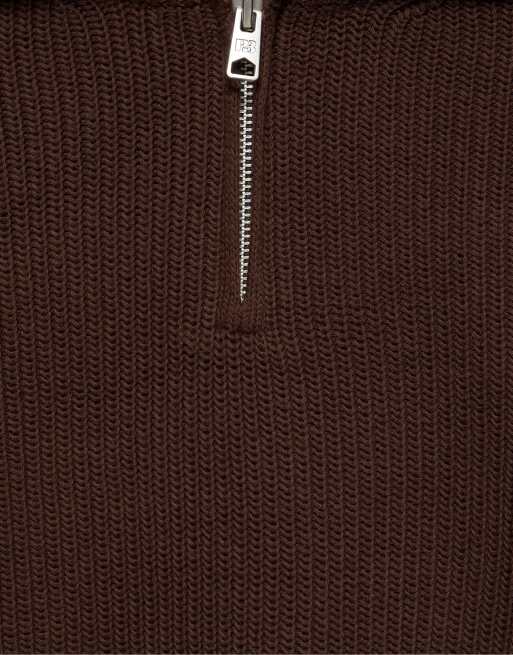Pull&Bear Half-zip jumper in brown, 6 of 7