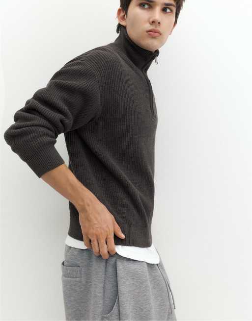 Pull&Bear Half-zip jumper in navy, 5 of 7