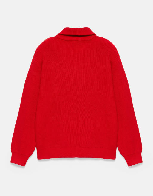 Pull&Bear Half-zip jumper in red, 7 of 7