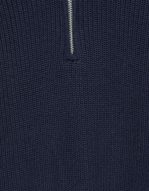 Pull&Bear Half-zip striktrøje i navy, 7 af 7