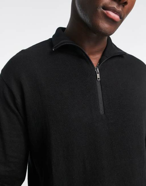 Half zip black sales sweater