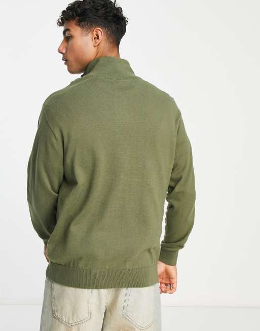 Pull&bear jacket with hotsell half zip in khaki