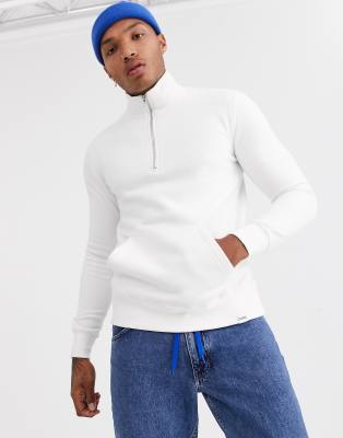 white half zip sweatshirt