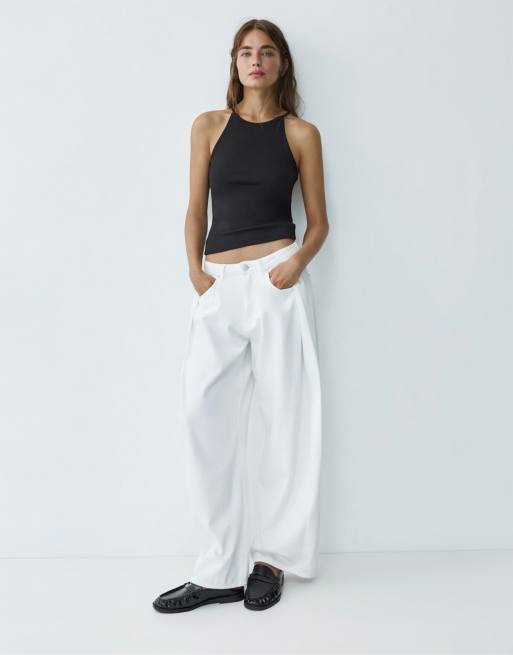 Pull&Bear Halter-neck strappy back top in black, 4 of 7