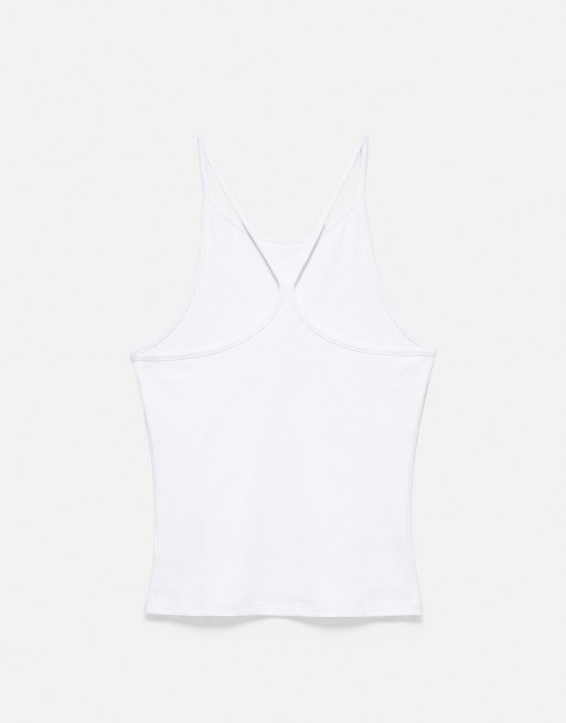 Pull&Bear Halter-neck strappy back top in white, 6 of 6