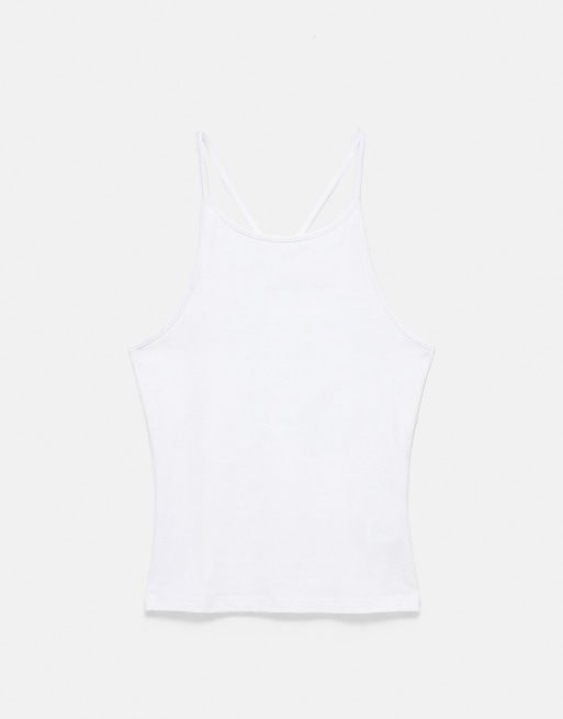 Pull&Bear halterneck-top med stropper i ryggen i hvid, 4 af 6