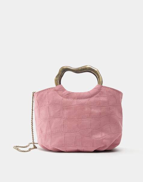 Pull&Bear – Handtasche in Rosa mit Metallgriff - view 1