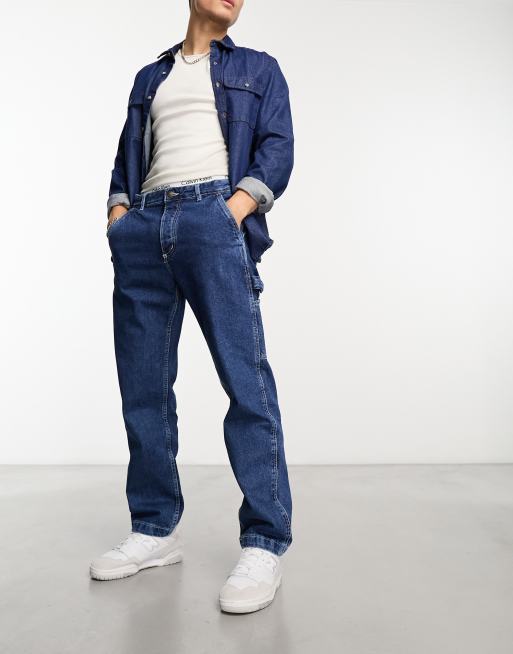 Pull&Bear – Handwerker-Jeans in Blau 