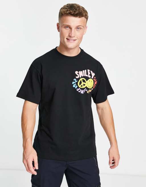 Pull&Bear happy self love club t-shirt in black