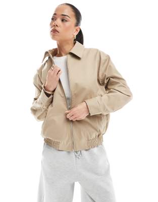 Pull & Bear - Harrington-Jacke in Beige-Neutral