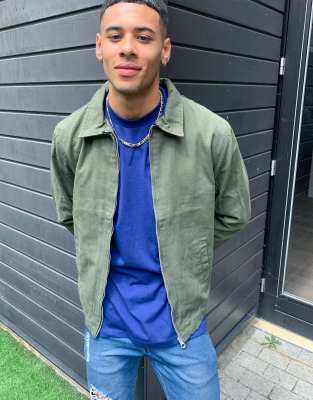 pull&bear denim jacket in khaki