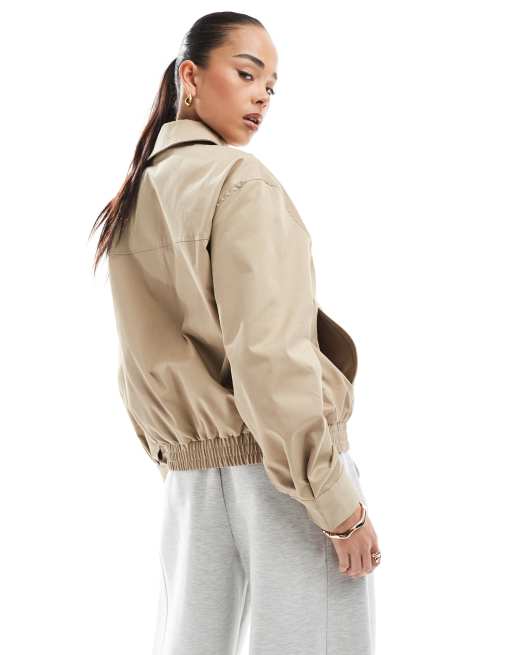 Pull&Bear Harrington jacket in beige | ASOS