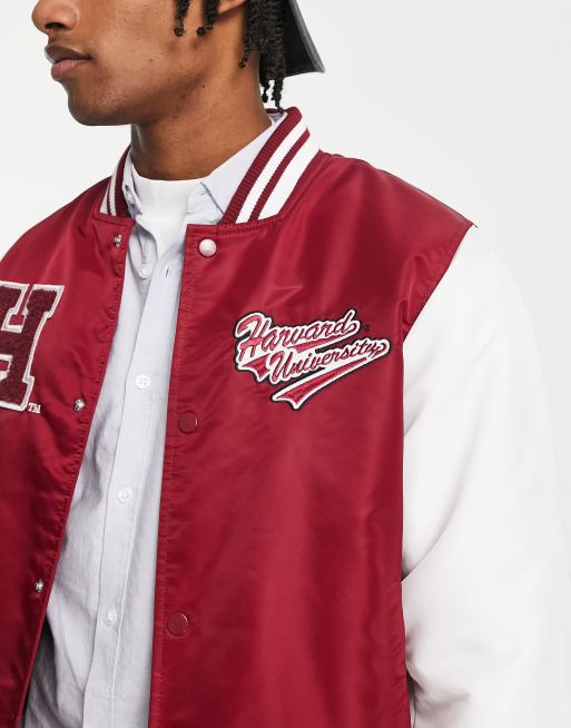 Pull&Bear Harvard varsity jacket in red