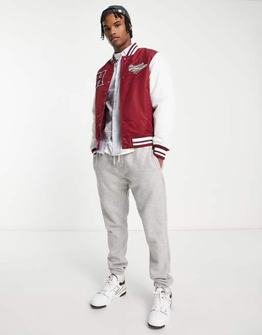 Pull&Bear Harvard varsity jacket in red