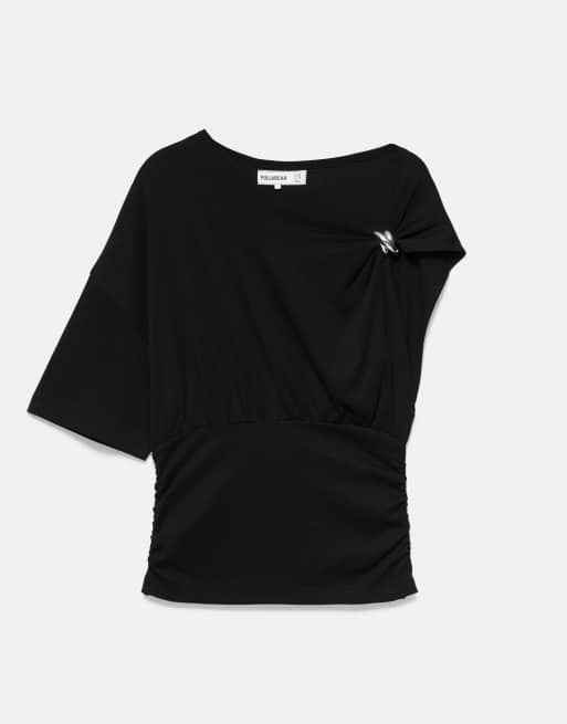 Pull&Bear haut asymétrique avec appliqué noir, 5 de 7