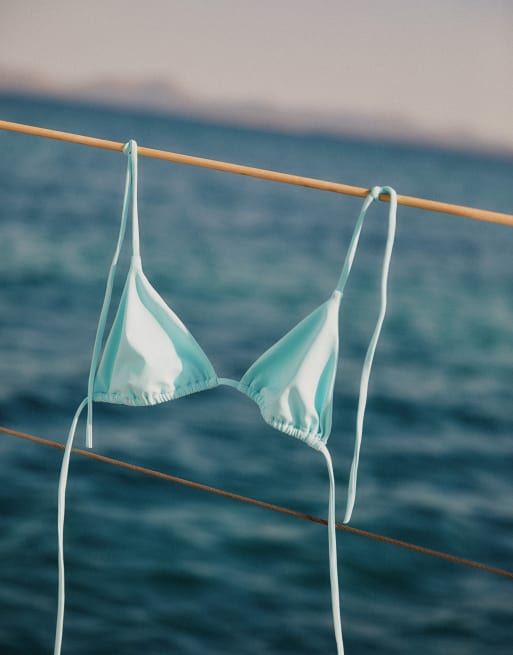 Pull&Bear - Haut de bikini triangle - Turquoise, 3 de 4