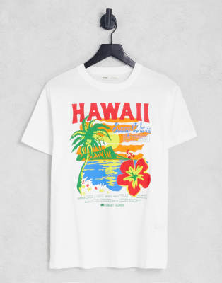 Pull&Bear Hawaii oversized graphic t-shirt in white | ASOS
