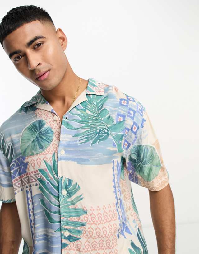 Pull&Bear hawaiian printed shirt in multi