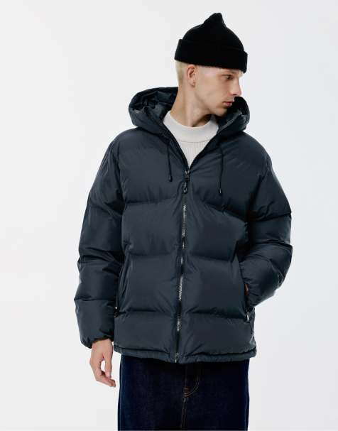 Pull&Bear Heat-sealed quilted jacket with hood in navy - view 1