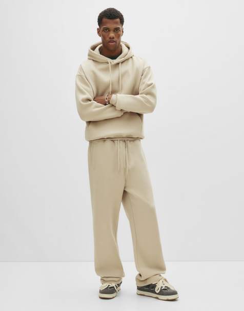 Pull&Bear heavy weight joggers in beige - view 1