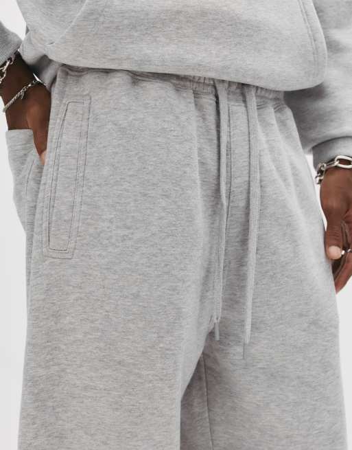 Pull&Bear heavy weight joggers in grey marl
