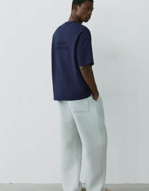 Pull&Bear heavyweight T-shirt met verhoogde graphic in navy, 5 van 7