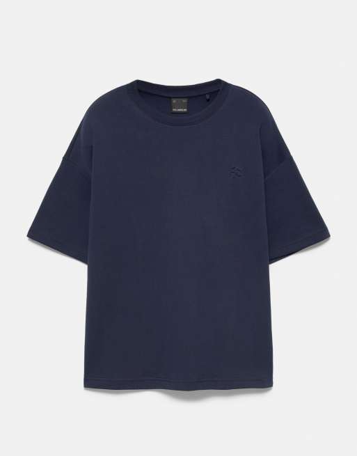 Pull&Bear heavyweight T-shirt met verhoogde graphic in navy, 6 van 7
