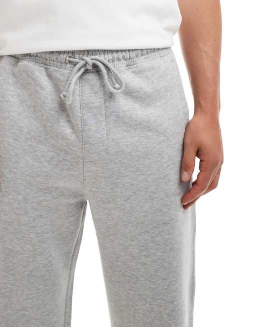 Pull&Bear heavyweight wide leg sweatpants in gray heather