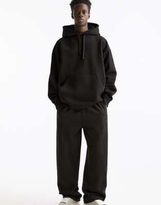 Bershka smart wide leg trackies in black