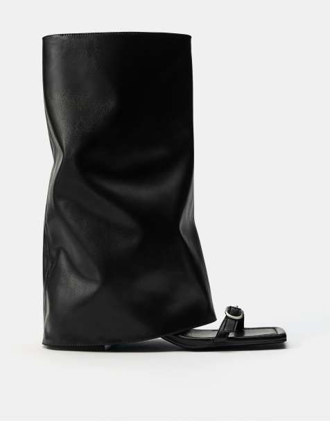 Pull&Bear Heeled ankle-boot sandals in black - view 1