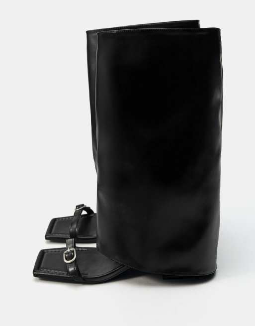 Pull&Bear Heeled ankle-boot sandals in black, 4 of 4
