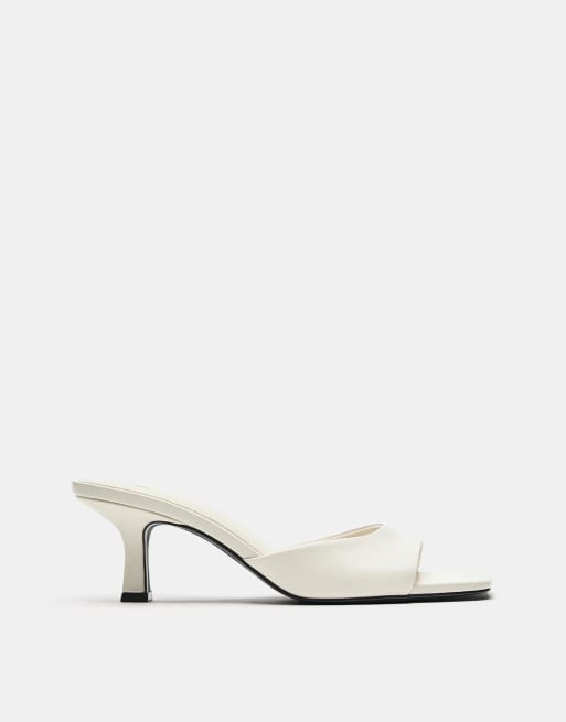 Pull&Bear Heeled sandals in white, 4 of 4
