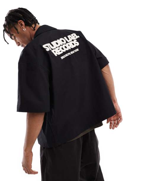 Pull&Bear – Hemd in Schwarz mit Reißverschluss - view 1
