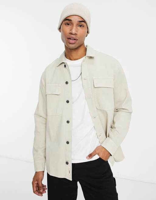 Pull&Bear – Hemdjacke in Ecru