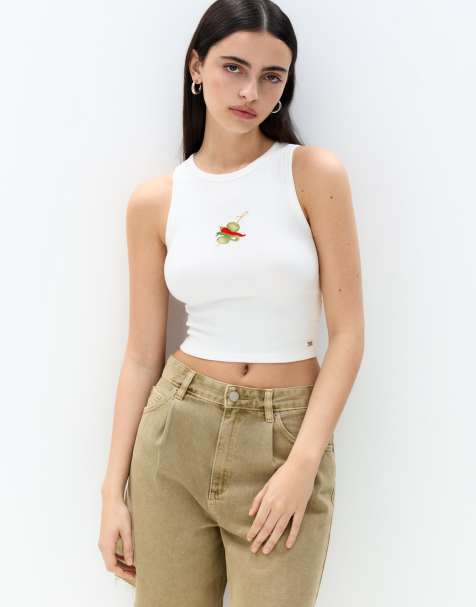 Pull&Bear - Hemdje met print in gebroken wit - view 1