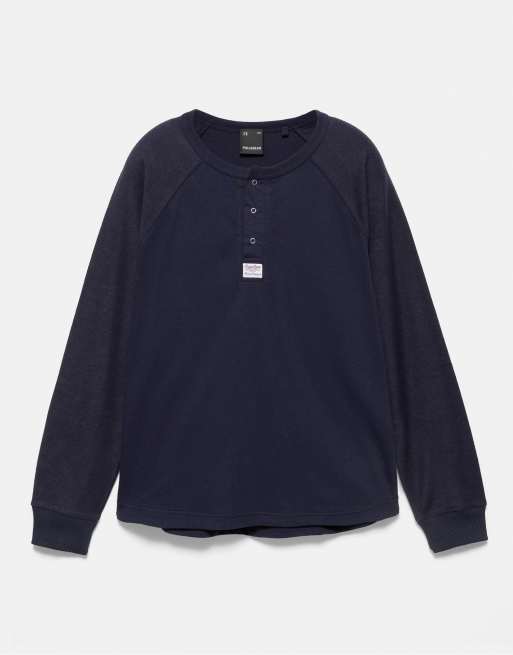 Pull&Bear Henley collar t-shirt in blue, 4 of 6