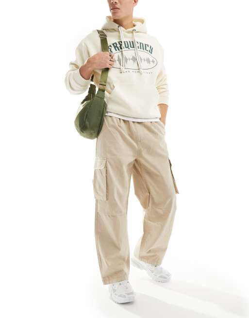 Pull&Bear herringbone cargo pants in beige