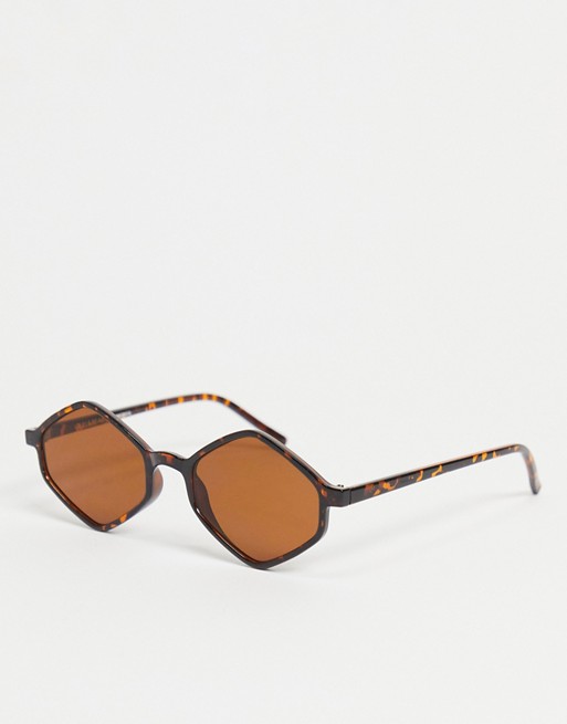 Pull&Bear hexagon sunglasses in brown tortoise shell