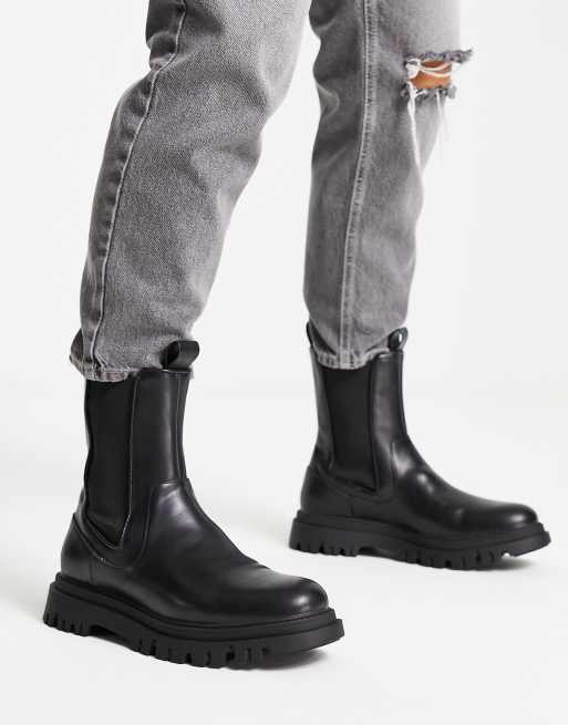 Black pull cheap on boots mens