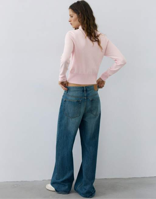 Pull&Bear High-neck cardigan in dusty pink, 2 of 7