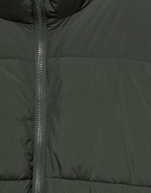 Pull&Bear High neck puffer jacket in green, 7 of 7