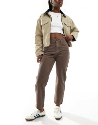 high rise mom jeans in brown