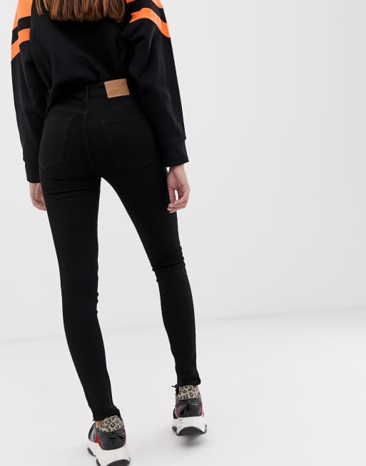 Pull&Bear high rise skinny jeans in black, 2 of 4