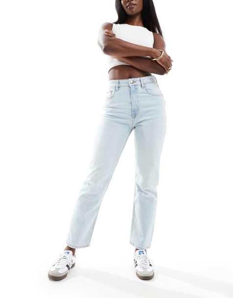 Pull&Bear high rise straight leg comfort jean in light blue - view 1