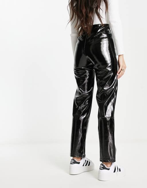 Renni Low Rise Vinyl Pants Black