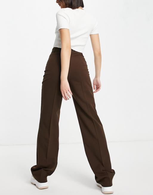 Pull&Bear high waisted seam front tailored straight leg pants in