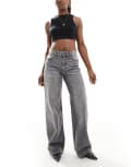 [Pull & Bear] Pull & Bear high rise wide leg jeans in dark grey 14 Dark grey