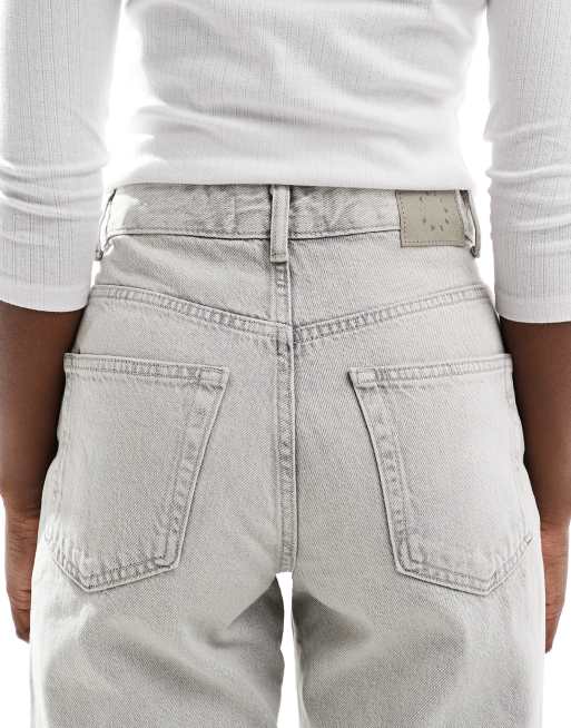 Pull&Bear high rise wide leg jeans in washed light grey, 5 of 5