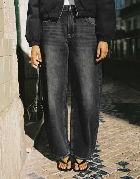 Pull&Bear High-waist balloon jeans in faded black - view 1